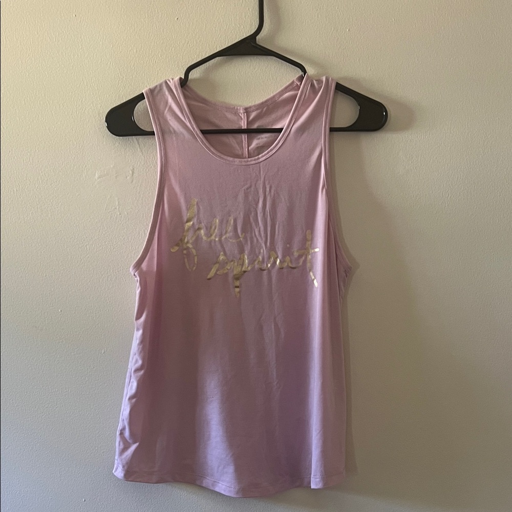 Pink Sleeveless Workout Top with Gold Accents